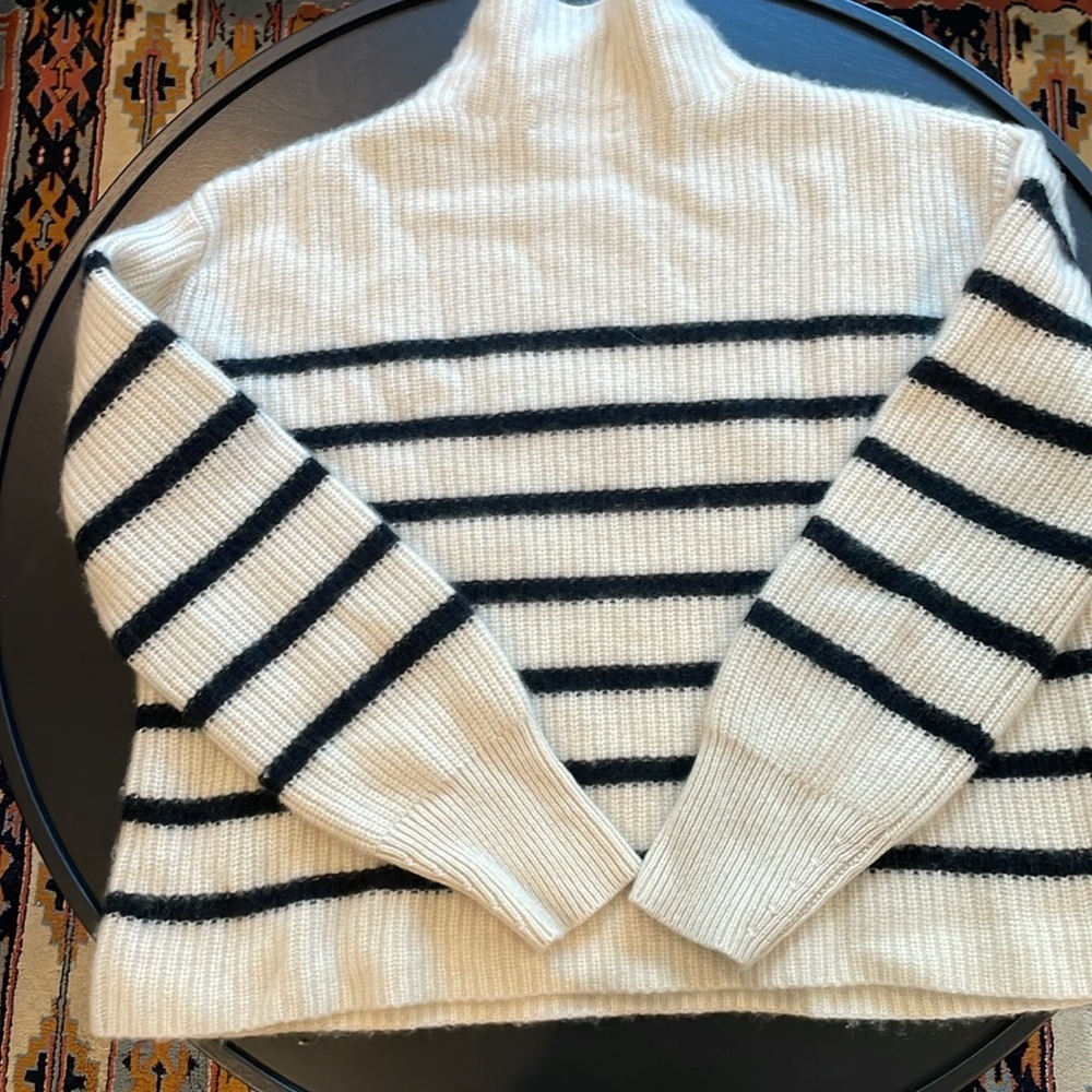 Nordstrom Stripe Cashmere Turtleneck Women’s Sweater Size M - Picture 7 of 15